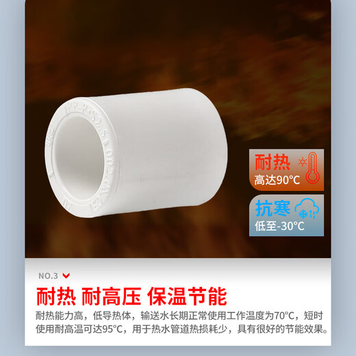 LESSO PPR water pipe fittings 4 minutes 20 hot melt straight-through tap water pipe joint connector white dn20 (10 pieces/piece)