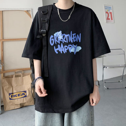 GTYUWVG【9859人收藏】纯棉男士2024夏季新款T恤韩版潮流ins港风学生 白色T恤【SNOOPY小狗】 M