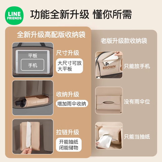 骉祥德国品质车载椅背收纳挂袋汽车座椅后背小桌板车后座后排置物架e 布朗置物袋【升级款+短款】