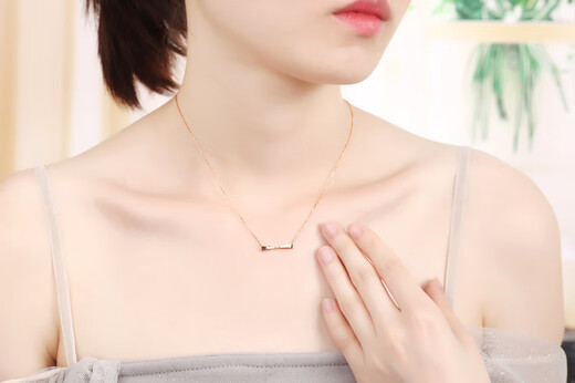 Chirping bow stone set chain 18K gold stone pendant Au750 necklace chain bow tie color gold adjustment chain F-G/Excellent white 20 points or less ungraded 18K rose gold 38+5cm
