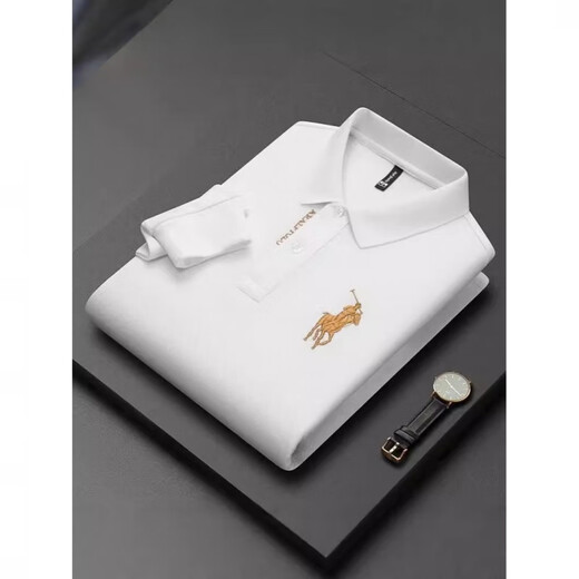 POLO SPORT美国拉夫劳伦经典保罗商务男装长袖t恤翻领大码polo衫中年休闲纯 1203白色 M [90-110斤]