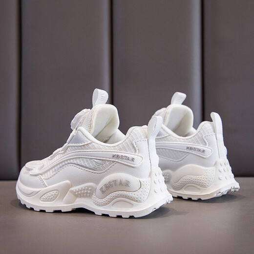 Anta Kids Anta Tray Girls -Schuhe rotierende Knopf weiße Schuhe 2025 Neue Frühlings- und Herbst -Kinder -Turnschuhe mittel- und großer Jungfrau Schuhe Leder ~ 9921 Weiß 34