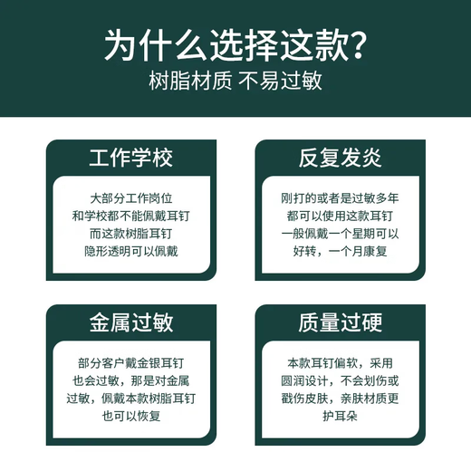 Meipai resin ear sticks for women, suitable for new ear piercings, invisible anti-blocking plastic ear needles, student earrings, transparent ear sticks SN60, affordable ear stick set A, with six-grid box