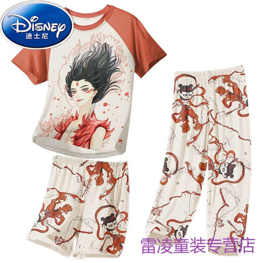 迪士尼（Disney）儿童睡衣小男孩莫代尔薄款夏季男童中大童三件套家居服哪吒春夏天 1H--ST-12353 18码(150-155)cm 均码