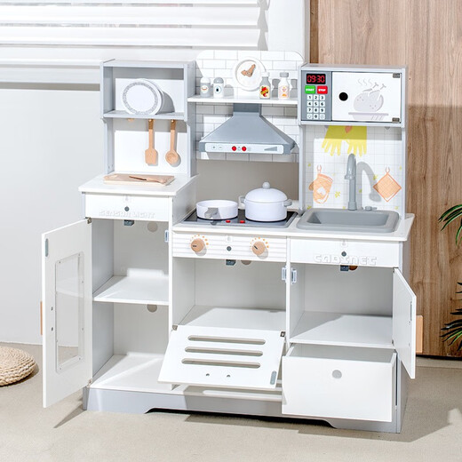 Youlebi Children's Kitchen Toys Early Education Player House Large Refrigerator Stove Simulation Baby Cooking Tableware Scene Toys Wooden Kitchen Toy Set