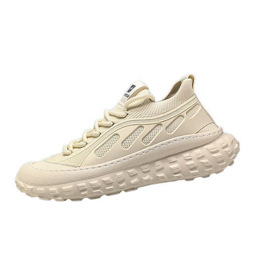 Gocitass Marke Fashion Casual Schuhe Männer 2025 Neue Dick-Soled-Dad-Schuhe Mesh atmungsaktiven Outdoor-Arbeitsschuhen Männer Beige 40
