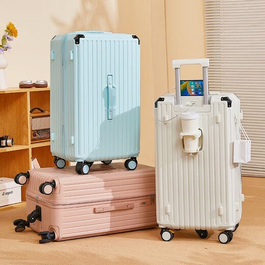 
Five-wheeled suitcase 26-inch large-capacity, angle-packing multi-functional suitcase 24-inch trolley case password box 826-pink (high configuration, large-capacity thickened model) 30-inch [five-wheel + cup holder + usb interface]