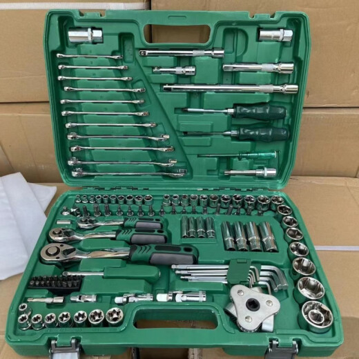 安俊晟121汽修工具套装工具箱修车工具大全套筒全套扳手工具套装 12172齿维修工具