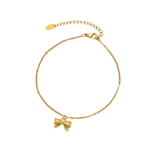 Hunter bow color non-fading anklet for women 18k gold plated 2025 new anklet light luxury niche high-end anklet 18k bow anklet