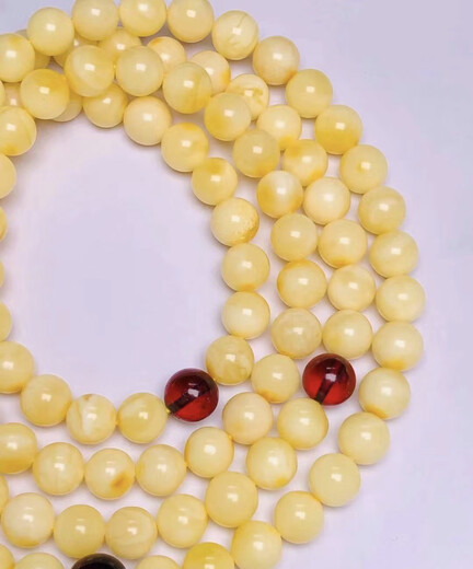 JIYAO White Honey Chicken Fat Yellow Beeswax 108 Bracelet Buddha Beads Rosary Beads Can Be Made into Necklaces Chicken Fat Yellow 6mm 108 Pieces