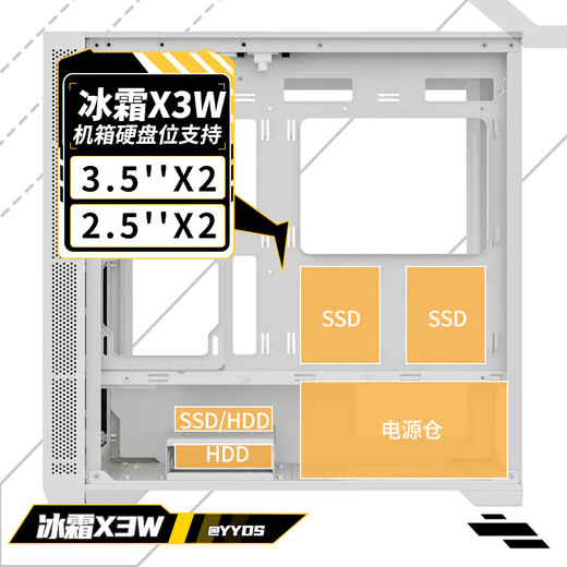 Great Wall chassis Frost X3 chassis desktop MATX side transparent steel mesh panel computer main case Frost X3 white + Aurora ARGB fan 7 front and 2 reverse