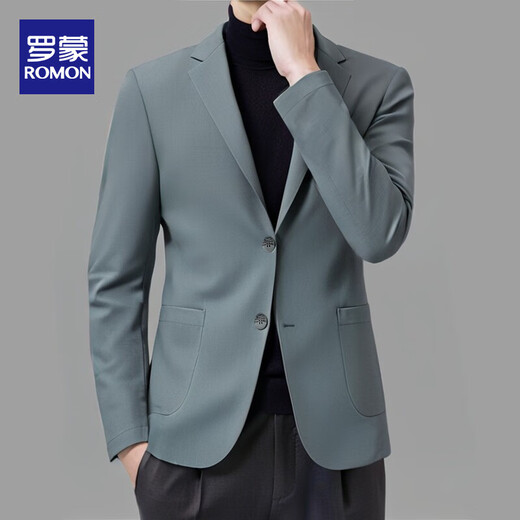 罗蒙华夫格冰丝防晒西服男夏季薄款商务休闲弹力透气无痕小西装男外套 灰色【UPF50+】 XL /180 建议140-160斤