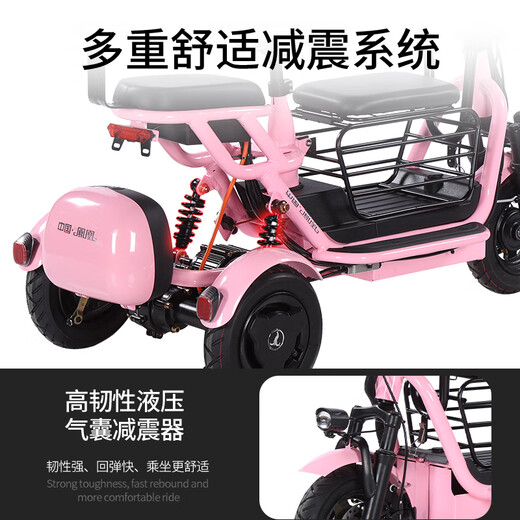 Phoenix Q3 parent-child electric tricycle, household small electric motorcycle, long range, leisure small tricycle, two seats + 800W differential speed + 20A lithium battery + about 50 kilometers