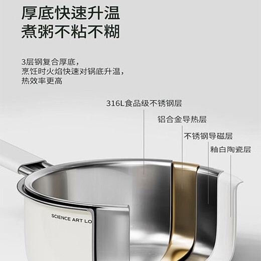 DUMIK milk pot 316 stainless steel baby food pot soup pot noodle pot hot milk uncoated small milk pot with lid 18cm