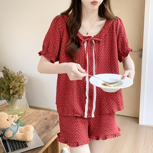 
Xianxiyi summer new cloud cotton pajamas female princess style sweet home clothing set JDX-9904C# 170 M