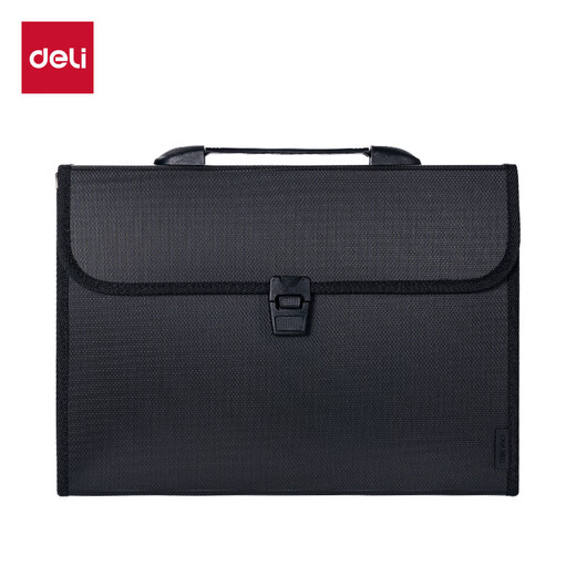 Deli A4/13 grid portable document bag/organ bag/folder knitted textured document storage bag office student document protection gray 1 piece 5555