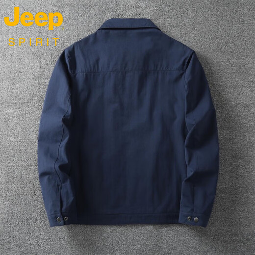 JEEP SPIRIT pure cotton executive jacket men's 2025 spring and autumn new style casual lapel top for young and middle-aged men royal blue 2422 L 135-150Jin Jin equals 0.5 kg