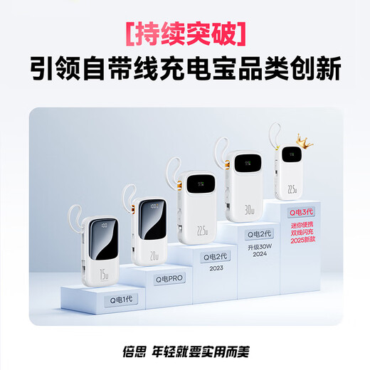 Baseus national standard 3C certification can be used on airplanes. Power bank 10000 mAh 22.5W comes with Type-C cable mobile power supply. It is suitable for Apple, Huawei and Xiaomi mobile phones.