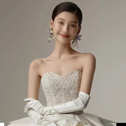 Haydou satin stretch colored gloves retro dress wedding photo Hepburn style etiquette live performance comic exhibition long gloves 54cm white lengthened gloves [1 double pack]