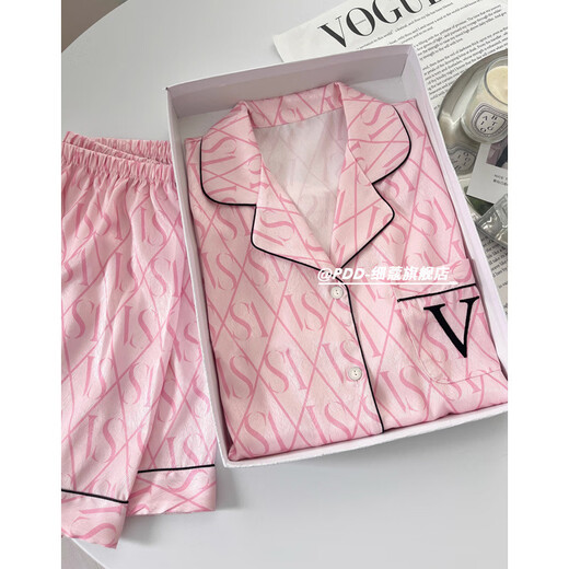 UKUHPK冰丝睡衣女夏季薄款甜美彩色波点美乐蒂短袖短裤可外穿家居服套装 高质量-套LW9207【短袖短裤】 M 【建议80-100斤】