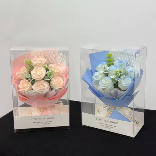 Mini -Taschen -Treffen kleiner Blumenstrauß von Rosen Sonnenblumen Immortal Blumen simulierte Blumen Souvenir Geburtstagsgöttin Day Geschenk kleiner Blumenstrauß - Blau + Sonnenblumen 1 Stück