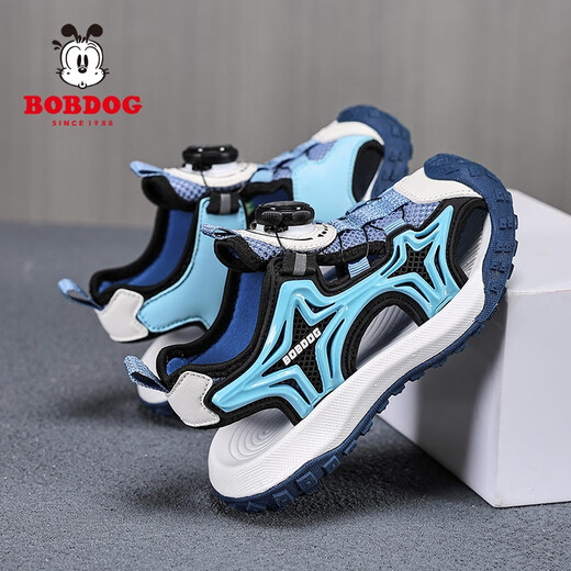 
Babudou boys and girls rotate buttons toe sandals in summer new beach shoes breathable boys lightweight children's shoes blue K983 36 size 23.1cm