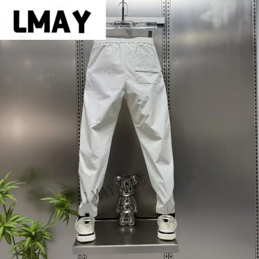 LMAY小新严选服饰男士休闲裤2025春夏薄款束脚裤潮流修身百搭运动长裤 灰白色(6625) 29 (建议90-115斤)