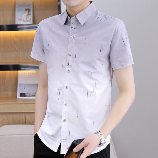 Shirt à manche à manches courtes de style coréen pour hommes semi les chemises minces minces jeunes beaux jaunes 833 m 80-104jin [Jin est égal à 0,5 kg]