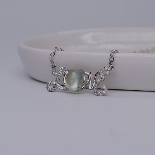 Lieruiyunshangbodhi natural prehnite inlaid 925 silver necklace lapis lazuli love necklace simple Korean version