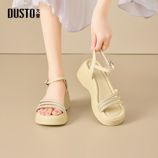 Dadong Beach Sandals Shoes Women's Shoes 2025 Summer NUEVO ALIMO TELO CASA CASA TELO CUBIERTO Diamante X1253 beige 36