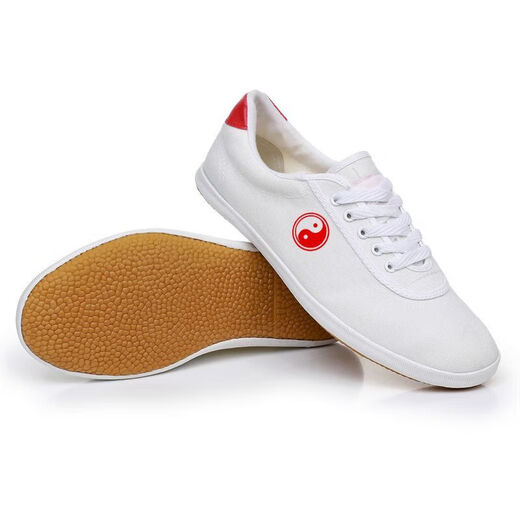 
White shoes, beef tendon sole, men and women canvas casual shoes, practice training shoes, breathable, non-slip, wear-resistant morning exercise shoes, sports shoes, Tai Chi [white], single layer 41 (255mm)