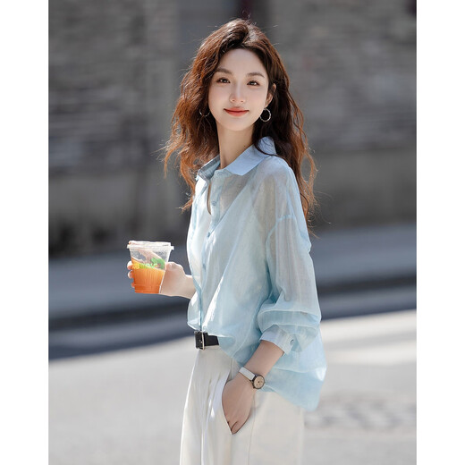 Demana Letter Party Spring and Autumn Dopamine Lyocell Gradient Print Lapel Shirt Light Shirt Women's Top