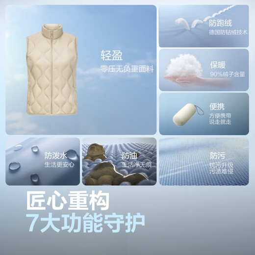 Bosideng 25 Years Down Vest Women's Autumn and Winter 90 Down Thin Stand Collar Slim Short Casual Gift Jacket