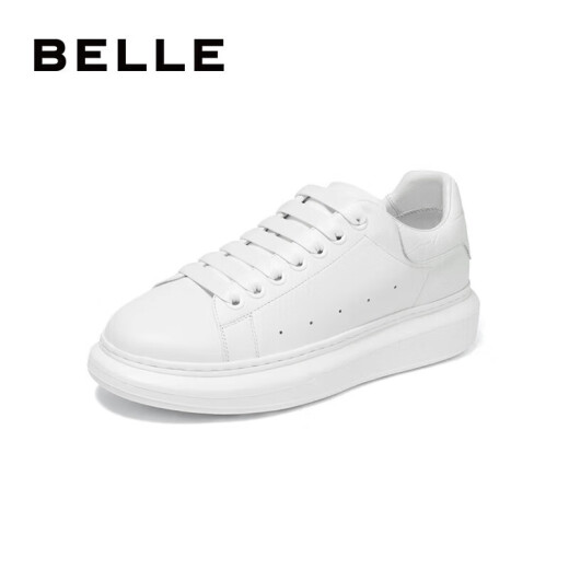 Belle kontrastierende weiße Schuhe Herren Kuhläsesandleder komfortable dicke Freizeitbrettschuhe a1160cm3 ruhiger Weiß 40
