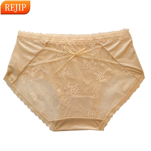 REJIP轻奢法式纯欲蕾丝内裤女性感提臀夏季薄款透气中腰绑带少女生私房 黑色 XL 120-140斤 3883