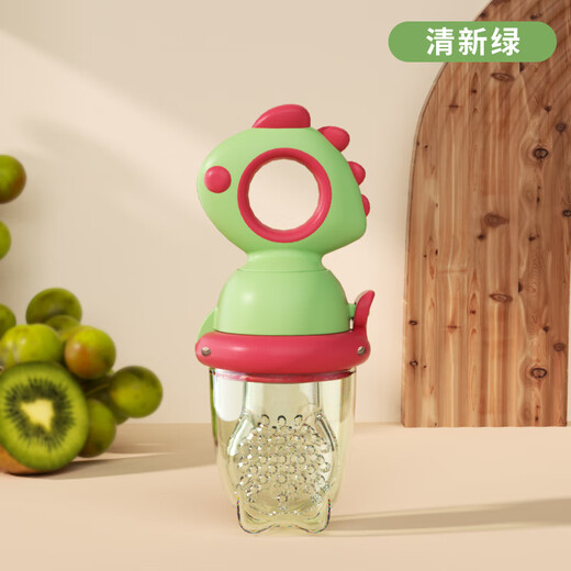 Tiantou Baby Food Bite Bag Fruit and Vegetable Eating Fruit Artifact Teething Stick Can Rotate and Push Pacifier Feeding Tool Dinosaur Style - Pushable - Fresh Green 1 Pack