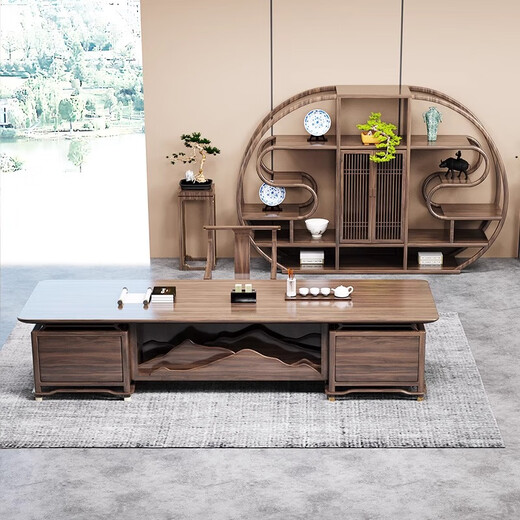 Kong Qiu Mingge North American ash boss desk new Chinese style executive desk general manager room chairman desk and chair combination president desk 2.2 meters boss desk