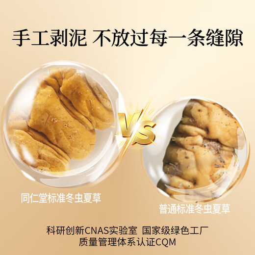 同仁堂品牌北京同仁堂 冬虫夏草虫草礼盒高端营养滋补送礼品长辈老人 1盒 10g 【腺苷超标准280%】约5根/克
