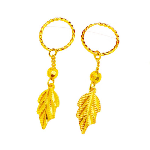 Gioio Fat Donglai Quality Gold Branch Jade Серьги листьев имитация 999 Серьги из песка золота с 18к имитационным ногами золотой