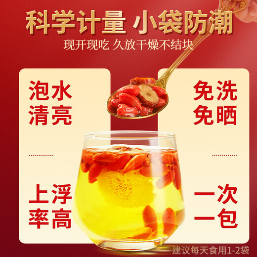
Tongrentang Beijing Tongrentang Ningxia wolfberry first-grade free wash tea water gift box Father's Day gift independent 40 small bags