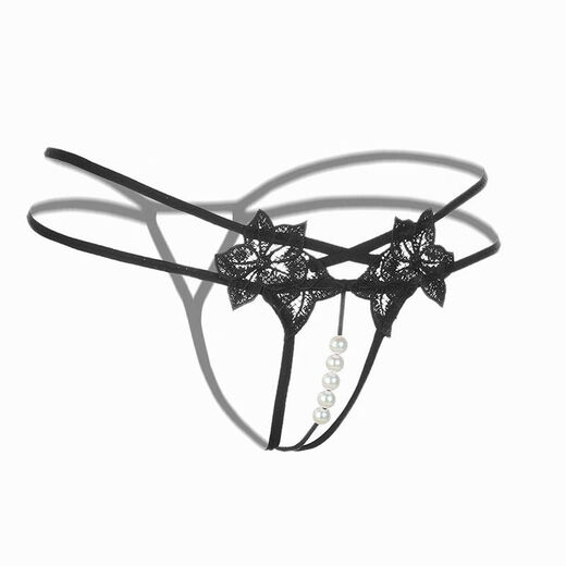 The long night of long night thong is perverted and stuffed with big m beads. Sexy thong with pearls and transparent lace. The main picture is black with 2 small and 3 large beads.