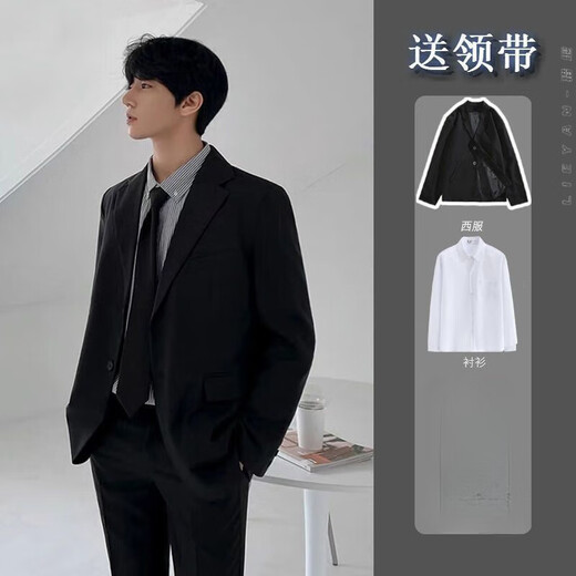 Lieyan suit complete set for male teenagers, high school students, college students, male graduation defense, interview, adult ceremony, club set, five pieces, belt + suit + short-sleeved shirt + tie + trousers 2XL. Follow the store for priority delivery