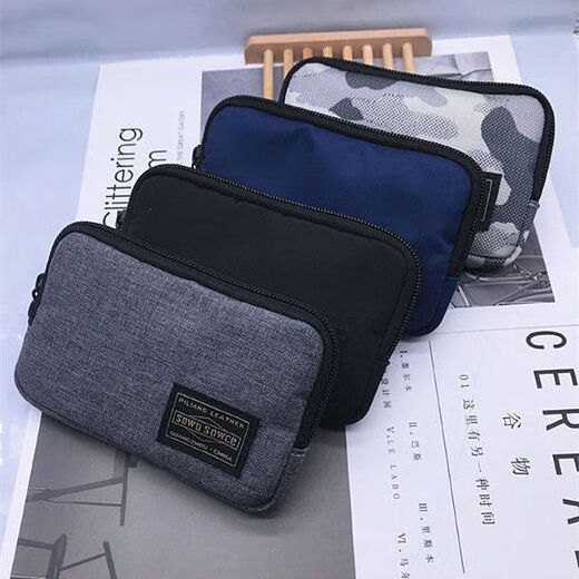 Orange japanische Männer und Frauen personalisierte Reißverschluss Kurzmünze Brieftasche Clutch Coin Card Bag Min Pocket Bag Aufbewahrung Beutel schwarzer Leinwand [klein]