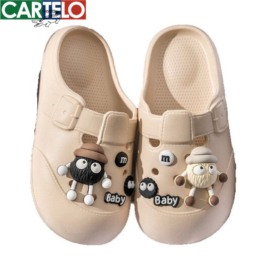 CARTELO Crocodile Cave Shoes for Women 2025 Summer Office Box Half-Soled Thick Sole Unslip Couple Wearing Lazy Sandals Khaki [Solid Color] 36 -3735-36