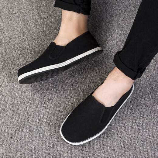 Alte Peking-Stoffschuhe Herren Sommer atmungsablöschbarer Tausendschichten Sohle traditionelle Stoffschuhe Einbeinige Arbeitsschutzschuhe Nicht-Rutschvater-Schuhe Authentische Stoffschuhe 43