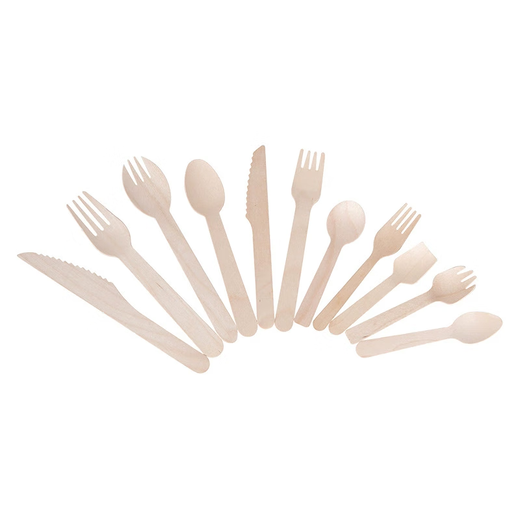 Weimiao Disposable Wooden Spoons and Forks Biodegradable Wooden Knives and Forks Tableware Salad Forks Ice Cream Dessert Trial Cake Spoons 100 14cm Wooden Spoons - Simple Pack