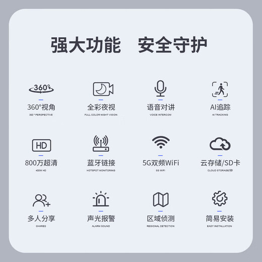 叠米家用监控摄像头360度无死角全景云台版高清夜视手机远程无线wifi网络语音对讲人形侦测室内监控器 【800万超清】一键呼叫+15天循环