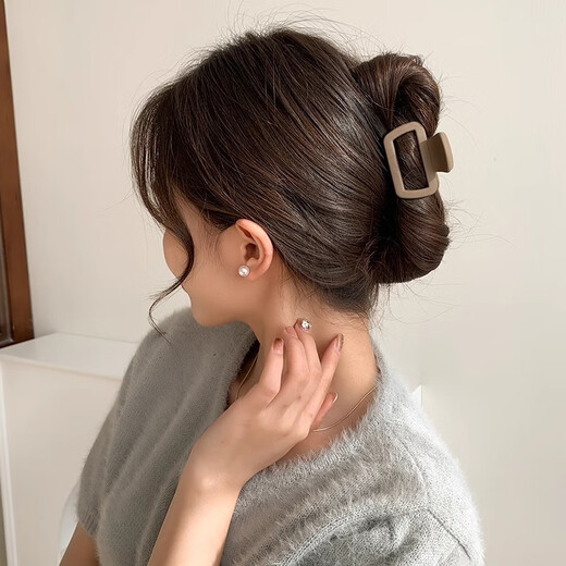 Hesiyu Korea's extremely simple square hairpin hair accessories shark clip for the back of the head with small hair volume small small clip for women's broken hair clip square small clip - black