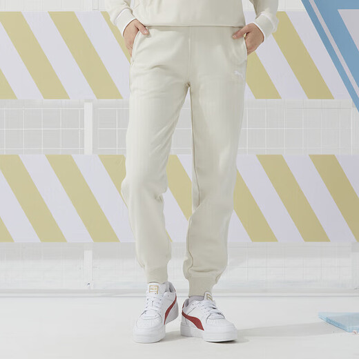 Puma (PUMA) suit cotton women knitted sportswear embroidered LOGO hooded sweatshirt pullover trousers casual pants suit/682158-87+682160-87 L