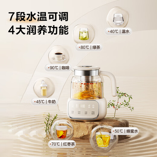 SUPOR all-glass health kettle teapot flower teapot thermostatic kettle kettle electric kettle office insulation teapot with filter touch button + 304 stainless steel filter 1L